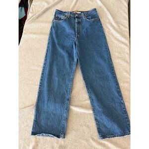 Levis Ribcage Straight Ankle Jeans Womens 29 High Rise Button Fly Blue Denim